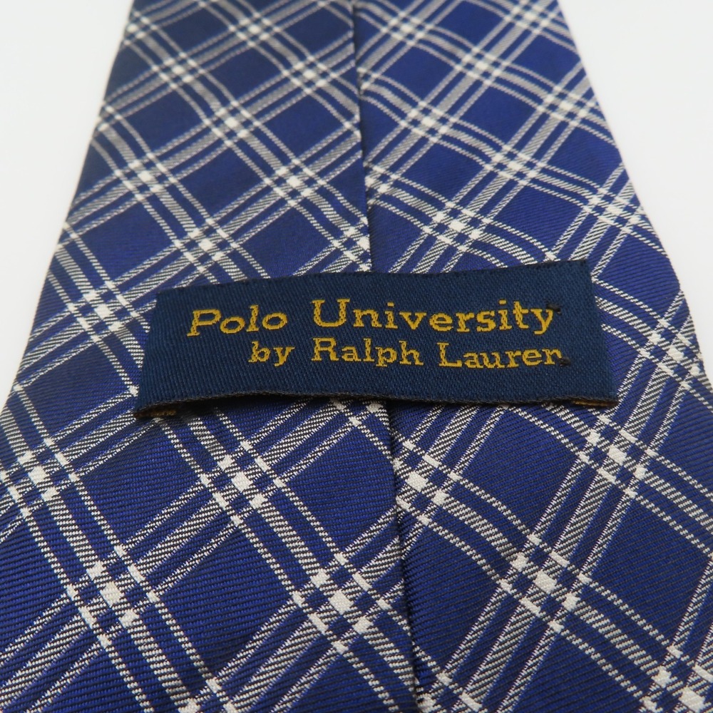 Ralph Lauren Polo Tie Silk Blue White Checked 3.75" Wide 59" Long USA University - Picture 5 of 7